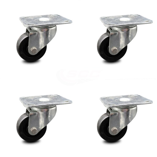 3 Inch Swivel Large Top Plate Caster with Polyolefin Wheel SCC, 4PK